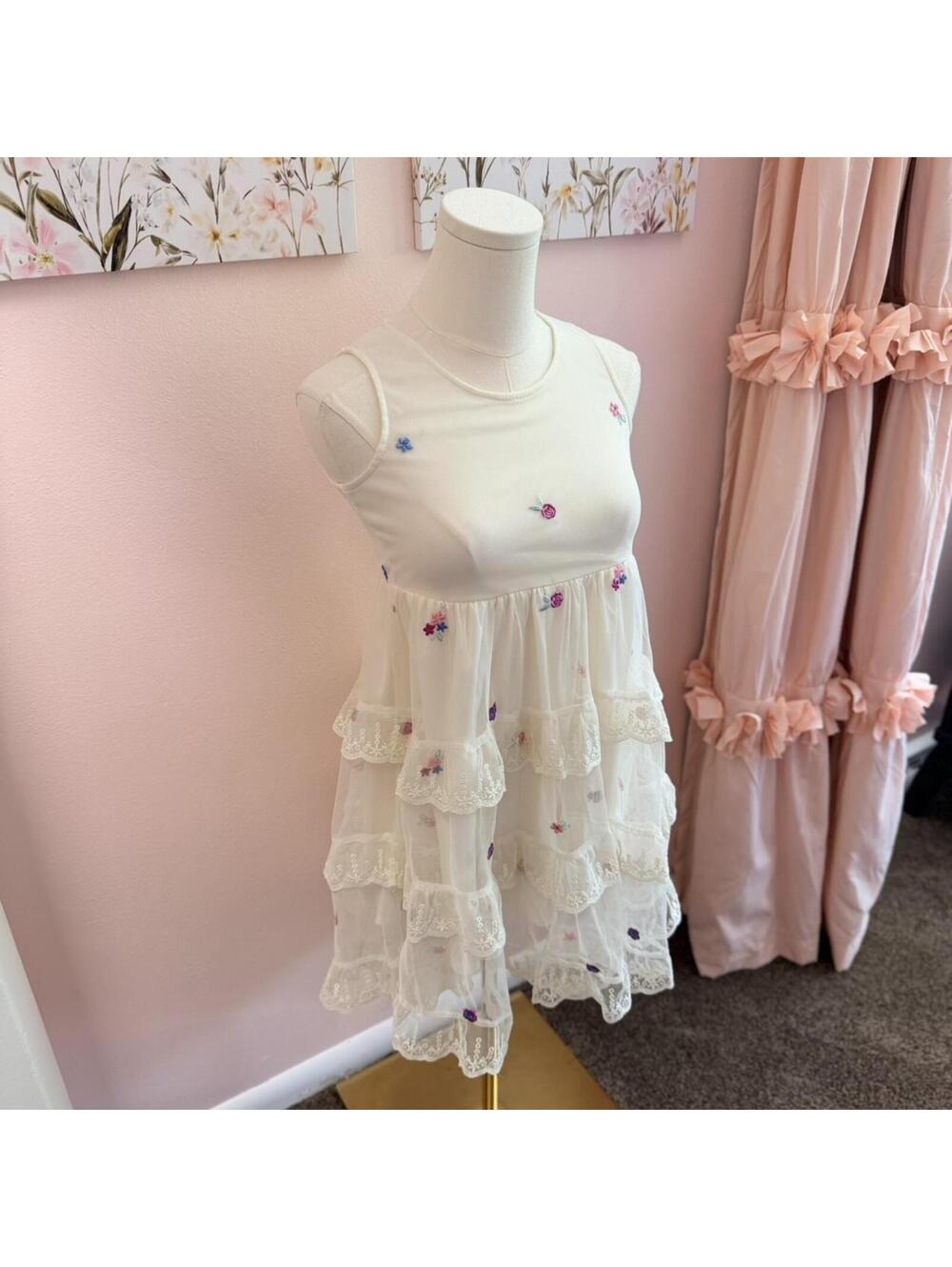 Rare Editions embroidered tiered fairycore dress size 10